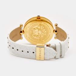 Pre Owned Versace White Rose Gold Plated Stainless Steel Vanitas VK7 Women's Wristwatch 40 mm