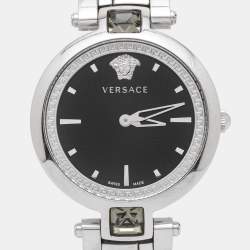 Pre Owned Versace Black Stainless Steel Gleam VAN030016 Women's Wristwatch 37 mm