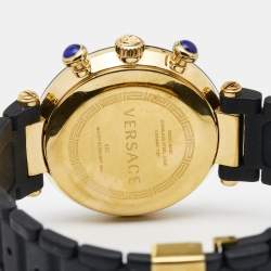 Versace Black Ceramic Gold Plated Steel Rubber Chronograph Reve 95C Women's Wristwatch 40 mm