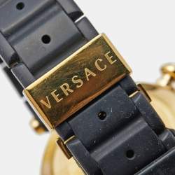 Versace Black Ceramic Gold Plated Steel Rubber Chronograph Reve 95C Women's Wristwatch 40 mm