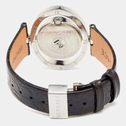 Versace Black Stainless Steel Leather Eon Ellipsis 91Q Women's Wristwatch 40 mm