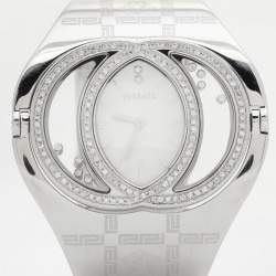 Versace Silver Diamond Stainless Steel Eclissi 73Q Women's Wristwatch 39 mm