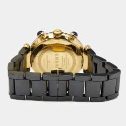 Versace Black Ceramic Gold Plated Stainless Steel Reve 95C Women's Wristwatch 40 mm