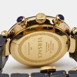 Versace Black Ceramic Gold Plated Stainless Steel Reve 95C Women's Wristwatch 40 mm