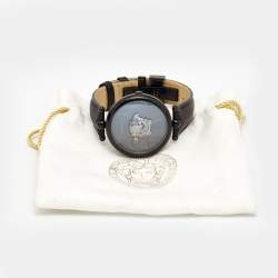 Versace Black PVD Coated Stainless Steel Leather Palazzo VCO050017 Women's Wristwatch 39 mm