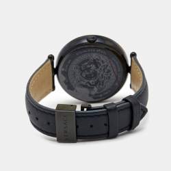 Versace Black PVD Coated Stainless Steel Leather Palazzo VCO050017 Women's Wristwatch 39 mm