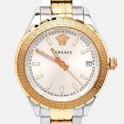 Versace Silver Two tone Stainless Steel Hellenyium V12030015 Women's Wristwatch 35 mm 