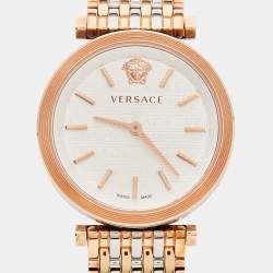 Versace Silver Two-Tone Stainless Steel V-Twist VELS00719 Women's Wristwatch 36 mm