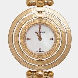 Versace Mother of Pearl Rose Gold Plated Stainless Steel Eon 80Q Women's Wristwatch 39 mm