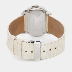 Pre Owned Versace Mother of Pearl Diamond Stainless Steel Lizard PSQ99 Women's Wristwatch 40 mm