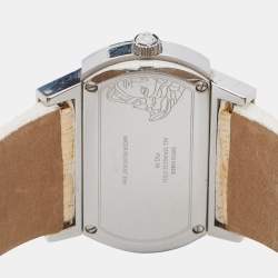 Pre Owned Versace Mother of Pearl Diamond Stainless Steel Lizard PSQ99 Women's Wristwatch 40 mm