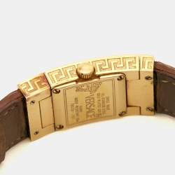 Versace Cream Gold Plated Stainless Steel Leather ASQ90 Women's Wristwatch 18 mm