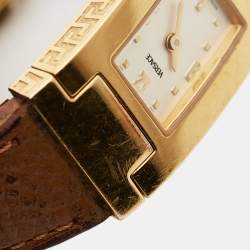 Versace Cream Gold Plated Stainless Steel Leather ASQ90 Women's Wristwatch 18 mm