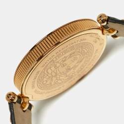 Versace Black Rose Gold Plated Stainless Steel Leather Vanitas VK703-0013 Women's Wristwatch 40 mm