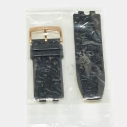 Versace Black Rose Gold Plated Stainless Steel Leather Vanitas VK703-0013 Women's Wristwatch 40 mm