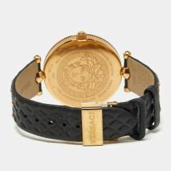 Versace Black Rose Gold Plated Stainless Steel Leather Vanitas VK703-0013 Women's Wristwatch 40 mm
