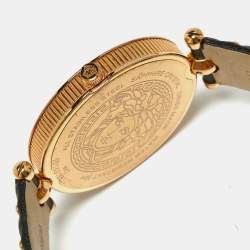 Versace Black Rose Gold Plated Stainless Steel Leather Vanitas VK703-0013 Women's Wristwatch 40 mm