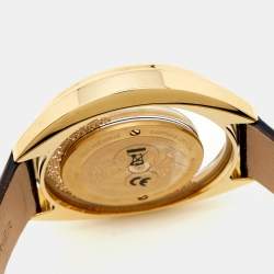 Pre Owned Versace Black Gold Plated Stainless Steel Leather Destiny Spirit 86Q Women's Wristwatch 39 mm