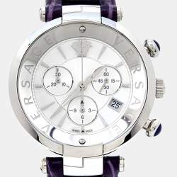 Versace Mother of Pearl Stainless Steel Leather Revive Chrono VAJ Women's Wristwatch 41 mm