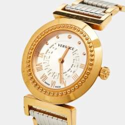 Pre Owned Versace Silver Two Tone Stainless Steel Vanity P5Q Women's Wristwatch 35 mm