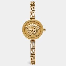 Versace Black Gold Plated Stainless Steel Secret Watch VEZ500421 Women's Wristwatch 25 mm 