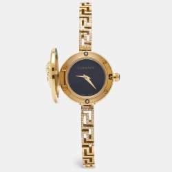 Versace Black Gold Plated Stainless Steel Secret Watch VEZ500421 Women's Wristwatch 25 mm 