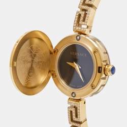 Versace Black Gold Plated Stainless Steel Secret Watch VEZ500421 Women's Wristwatch 25 mm 
