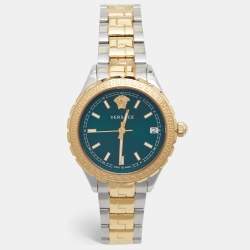 Versace Green Two-Tone Stainless Steel Hellenyium V12050016 Women's Wristwatch 35 mm