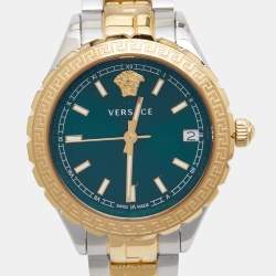 Versace Green Two-Tone Stainless Steel Hellenyium V12050016 Women's Wristwatch 35 mm