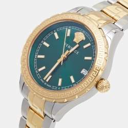 Versace Green Two-Tone Stainless Steel Hellenyium V12050016 Women's Wristwatch 35 mm