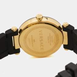 Versace Black Ceramic Gold Plated Steel Silicon Rubber Reve 92Q Women's Wristwatch 35 mm