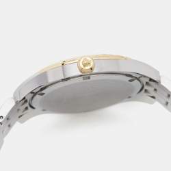 Pre Owned Versace Green Two-Tone Stainless Steel Greca VE6C00423 Women's Wristwatch 35 mm