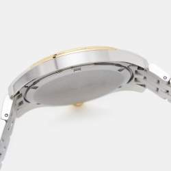 Pre Owned Versace Green Two-Tone Stainless Steel Greca VE6C00423 Women's Wristwatch 35 mm