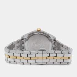 Pre Owned Versace Green Two-Tone Stainless Steel Greca VE6C00423 Women's Wristwatch 35 mm