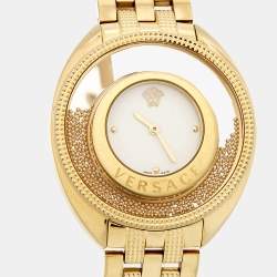 Versace White Yellow Gold Plated Stainless Steel Destiny Spirit 86Q70D002S070 Women's Wristwatch 39 mm 