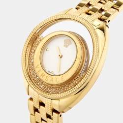 Versace White Yellow Gold Plated Stainless Steel Destiny Spirit 86Q70D002S070 Women's Wristwatch 39 mm 