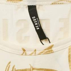 Versus Versace White Gold Print Cotton Crew Neck T-Shirt XL