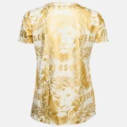 Versus Versace White Gold Print Cotton Crew Neck T-Shirt XL