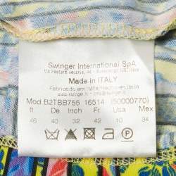 Pre Owned Versus Versace Blue/Yellow Printed Jersey Top L