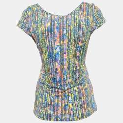 Pre Owned Versus Versace Blue/Yellow Printed Jersey Top L