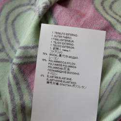 Pre Owned Versus Versace Pink and Green Heart Printed Jersey Crop Top M