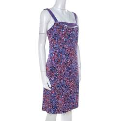Versus Versace Multicolor Textured Cotton Abstract Printed Dress M 