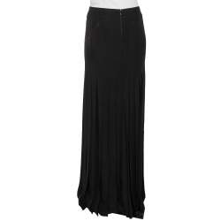 Versus Versace Black Crepe Button Detail Pleated Maxi Skirt S