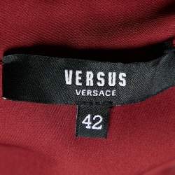 Versus Versace Burgundy Chiffon & Crepe Button Front Mini Dress M