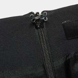 Pre Owned Versus Versace Black Crepe Logo Safety Pin Mini Skirt S