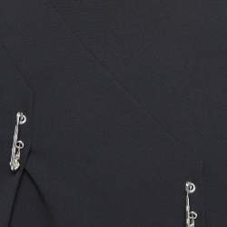 Pre Owned Versus Versace Black Crepe Logo Safety Pin Mini Skirt S