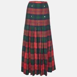 Versus Versace Red Plaid Maxi Skirt L