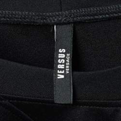 Pre Owned Versus Versace Black Printed Jersey Shoulder Detailed Sweatshirt M