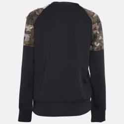 Pre Owned Versus Versace Black Printed Jersey Shoulder Detailed Sweatshirt M