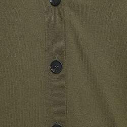 Pre Owned Versus Versace Green Jersey Pin Detailed Cardigan M